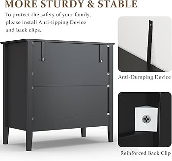 RoyalCraft Black Fluted 3 Drawer Dresser, 32 inch Wide Dresser Nightstand for Bedroom, Modern Woo... | Amazon (US)