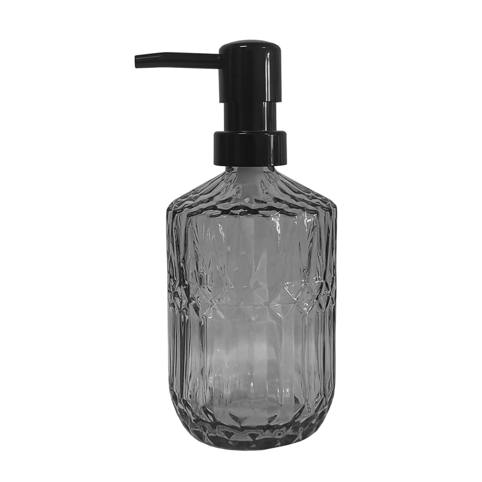 Grey Glass Soap Dispenser with Black Pump, 15oz Liquid Hand Dispenser, Refillable Lotion Dish Soa... | Amazon (US)