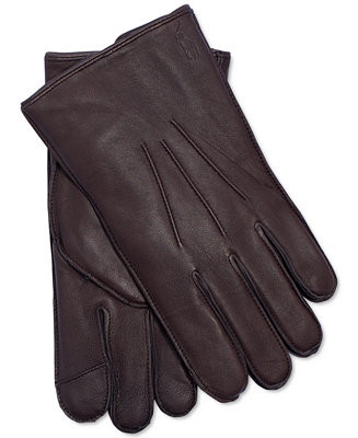 Men's Water-Repellent Leather Gloves | Macy's