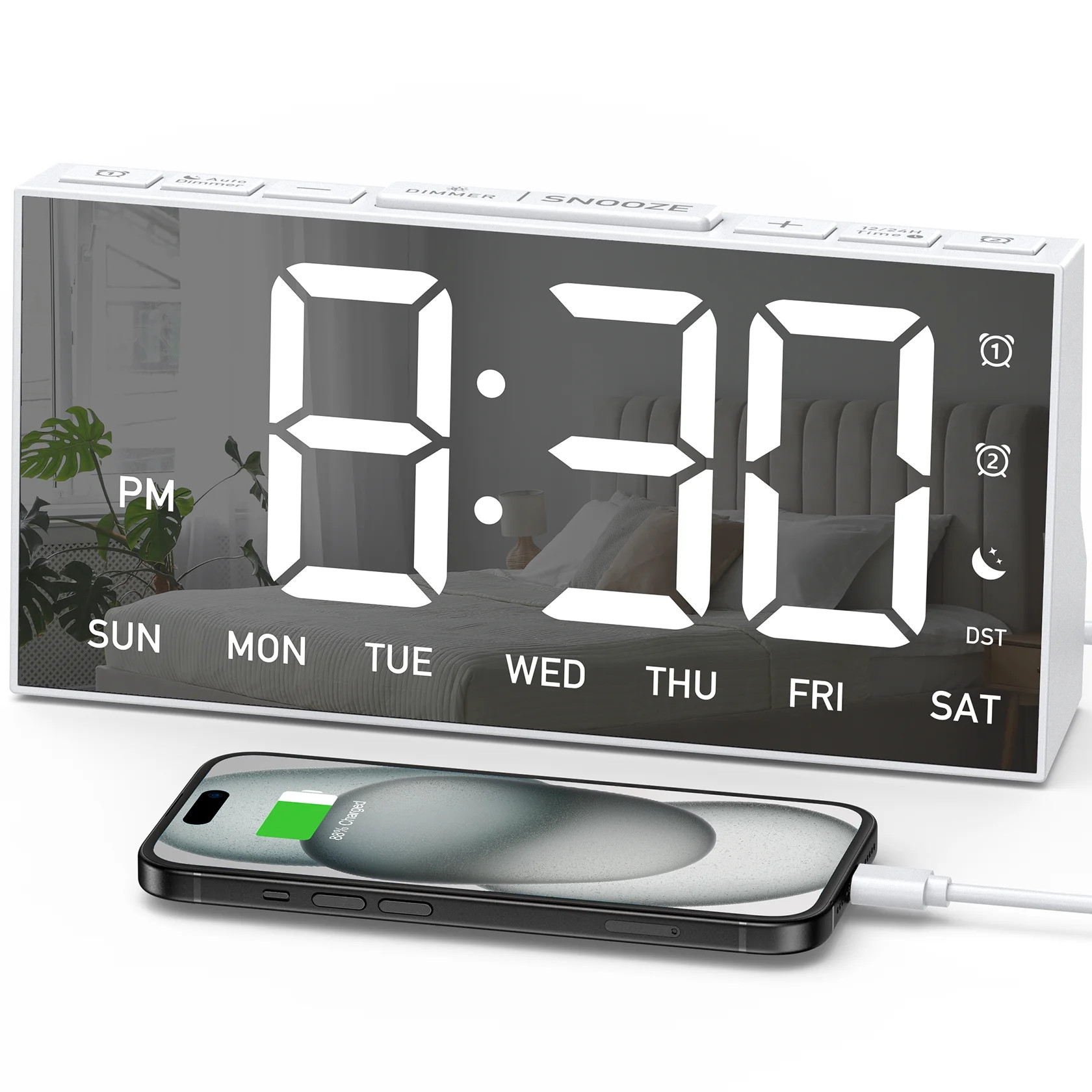 Mpow Alarm Clock, Mirror-finish, Digital Alarm Clock for Bedroom, Adjustable Brightness, Customiz... | Walmart (US)