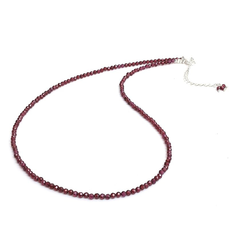 Gempires Red Garnet Beaded Choker Necklace, Garnet Crystal Necklace, 2.4-2.5 mm Faceted Beads, Ad... | Amazon (US)