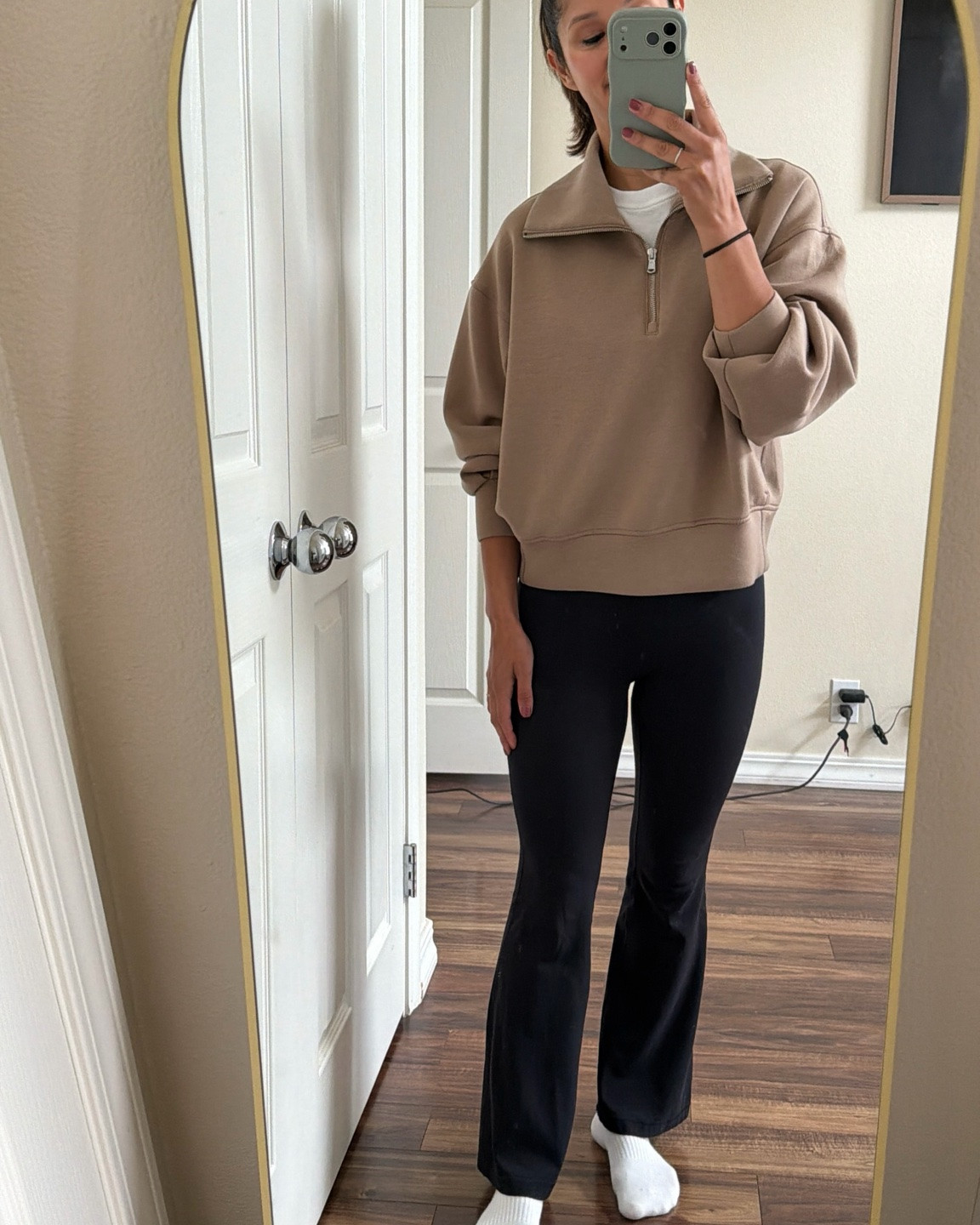 Saturday casual style 🤎
Wearing some of my favorite pieces for taking my daughter to ballet class, running errands, and everything in between. Comfortable, effortless, and easy to move through the day in ✨

Sizing:
Zip up: Small (runs a little big)
Flare leggings: Small
White tee underneath: Small

A simple neutral look that feels put together without overthinking it — which is exactly the kind of outfit I keep reaching for in this season of life 🤍

#LTKootd #LTKdayinmylife #LTKmomlife