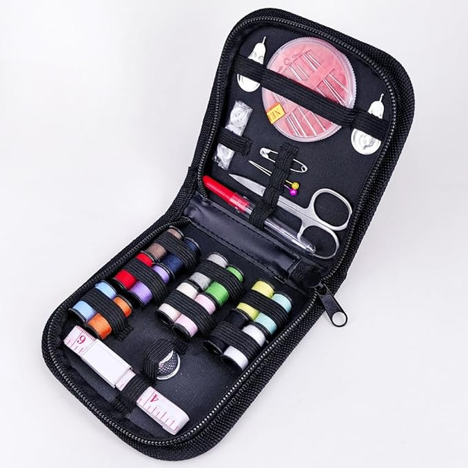 42pcs Sewing Kit for Home, Travel & Emergencies - Filled with Notions Scissor & Thread - Black Ba... | Amazon (US)