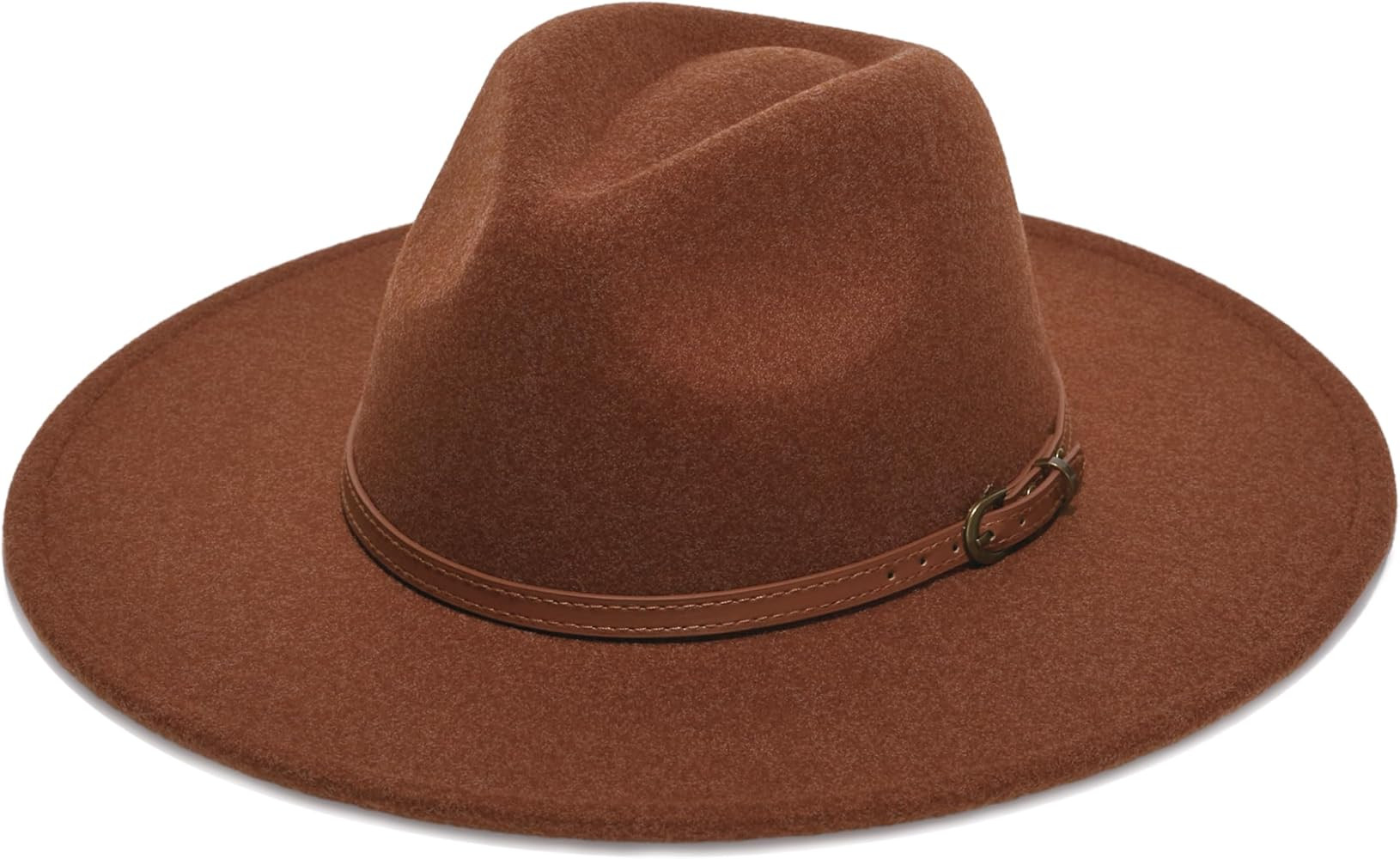 Wide Brim Fedora Hat for Women, Faux Wool Felt, Animal Print Band, Classic Western Style | Amazon (US)