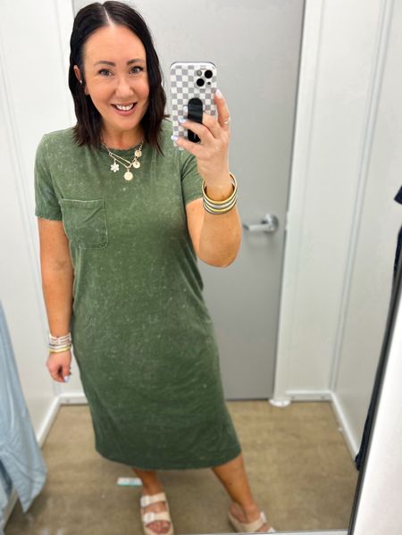 I love this midi t shirt dress from Walmart and they just released a few new colors!  This olive green color is so cute for summer!  I sized up to an xl in mine for more room around the waist and tummy area!  Fits perfectly. Love the distressed wash on these! 

#LTKMidsize #LTKFindsUnder50 #LTKSeasonal