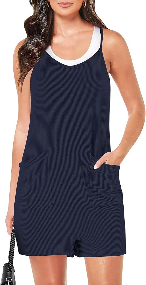 luvamia Rompers for Women Sleeveless Summer Short Jumpsuits Adjustable Straps Overall Shorts Reso... | Amazon (US)