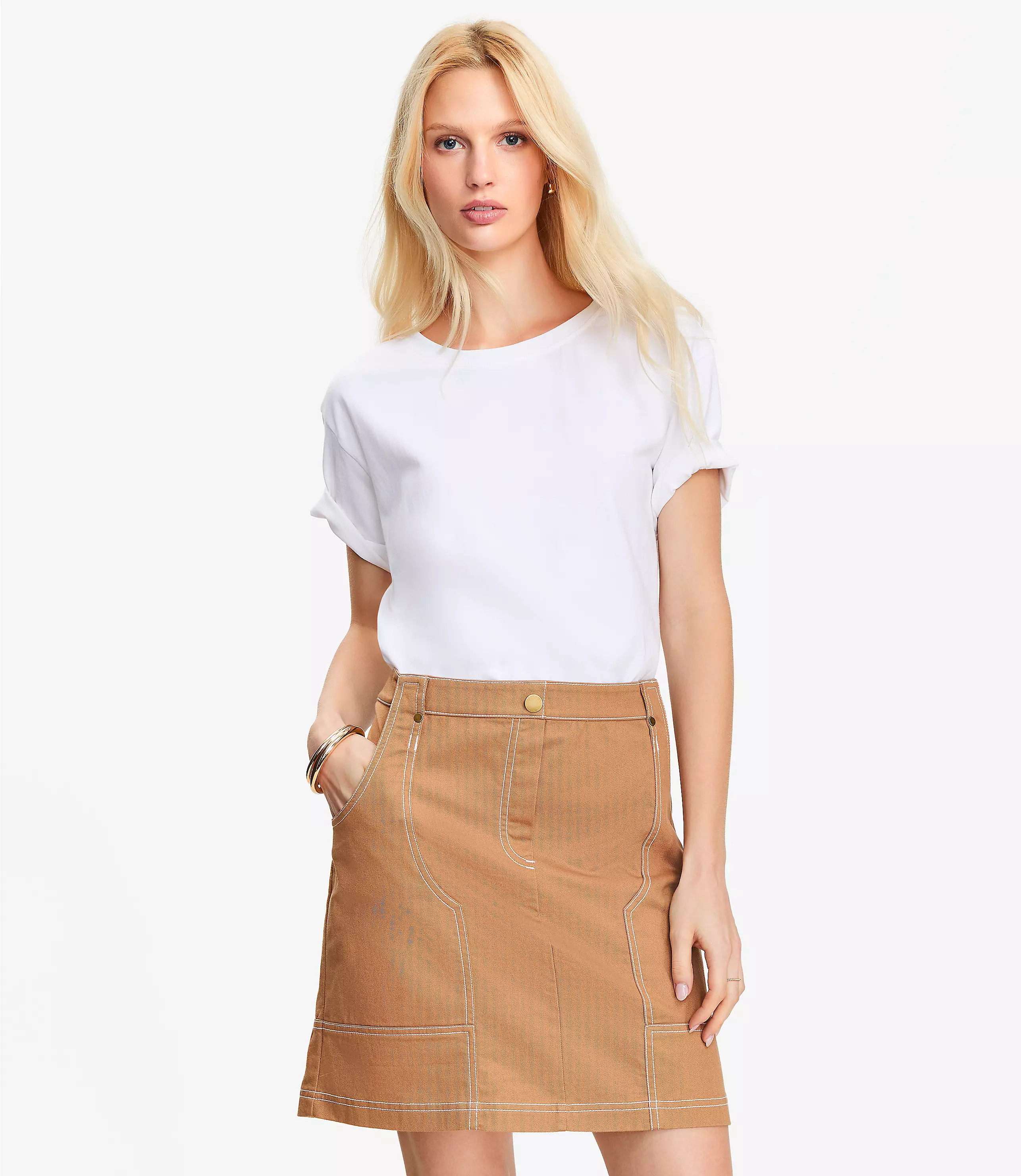 Utility Mixed Media Pocket Mini Dress | LOFT