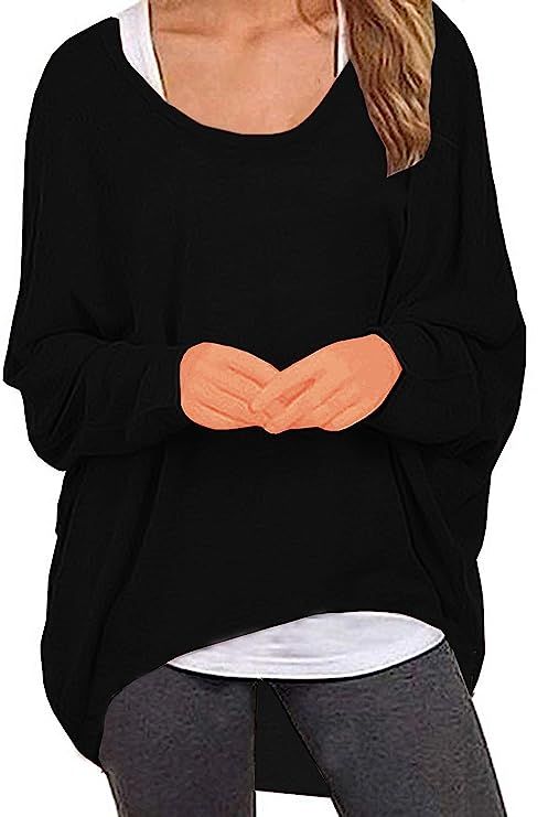 UGET Women's Sweater Casual Oversized Baggy Off-Shoulder Shirts Batwing Sleeve Pullover Shirts Tops | Amazon (US)