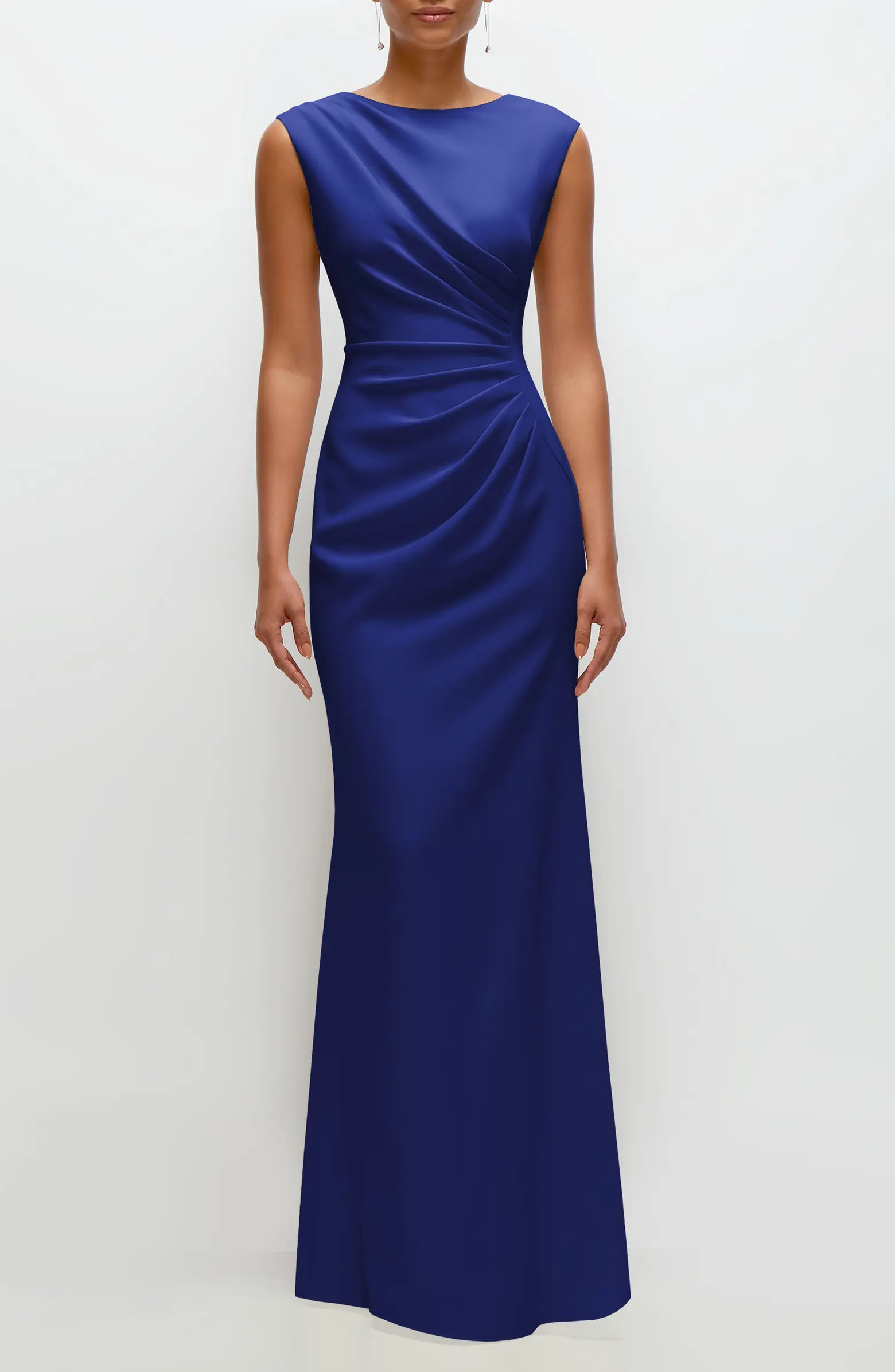 Ruched Cap Sleeve Crepe Trumpet Gown | Nordstrom