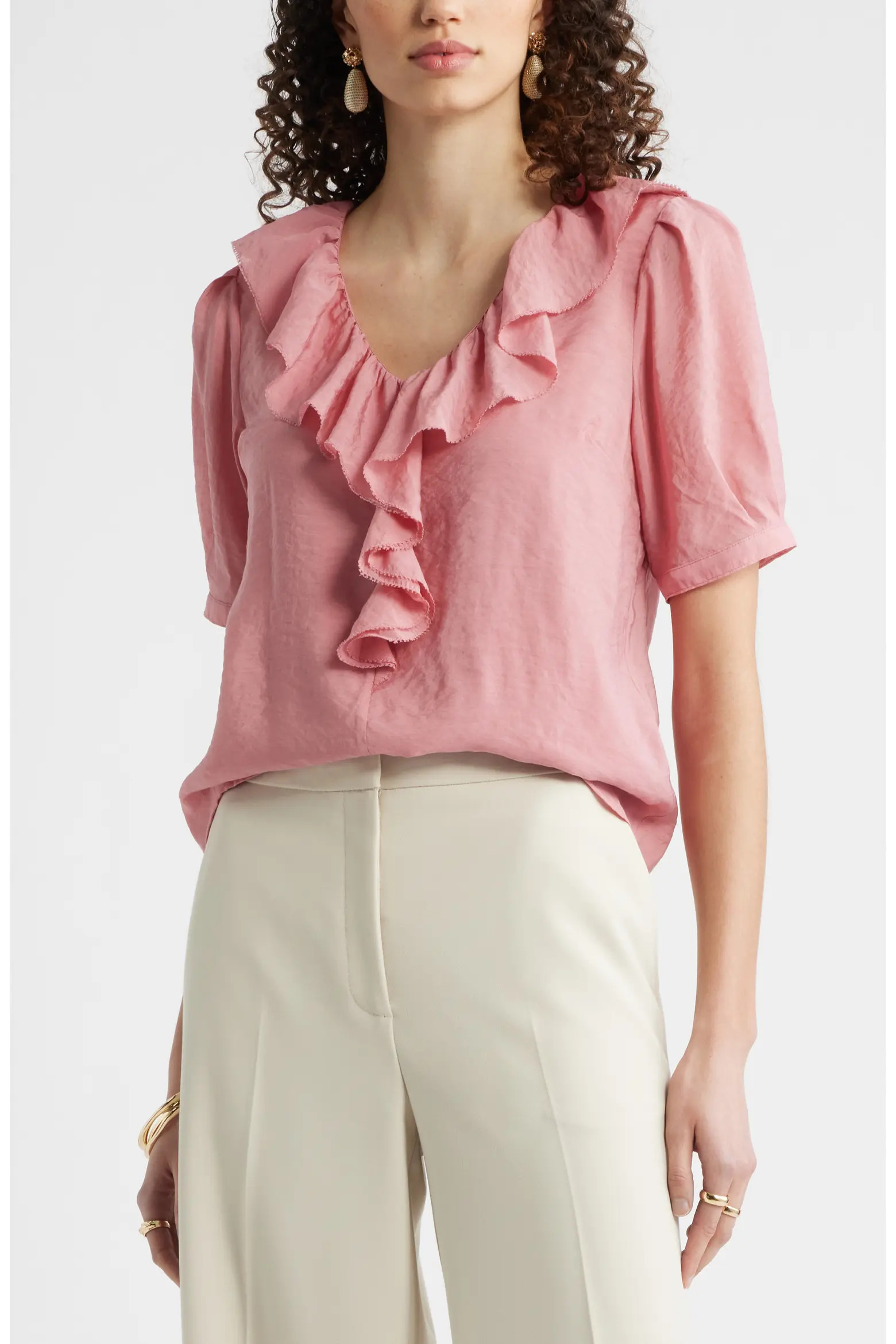 Ruffle Crinkle Semisheer Top (Women) | Nordstrom | Nordstrom