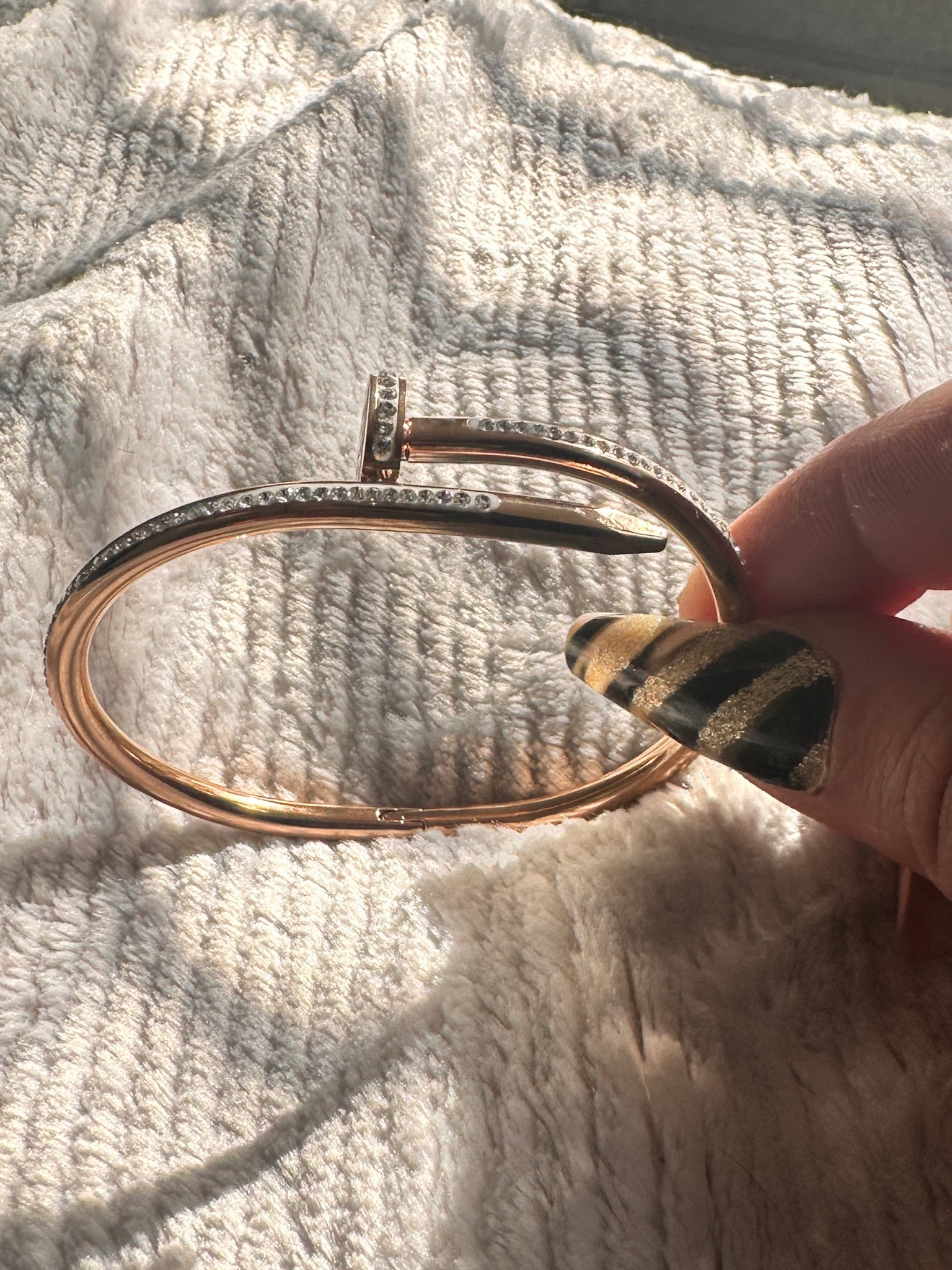 Cartier bracelet rose gold with diamonds (doesn’t appear to look the same as mine on the site but if you purchase from link below it will come to you the same was mine looks in the post so don’t worry 