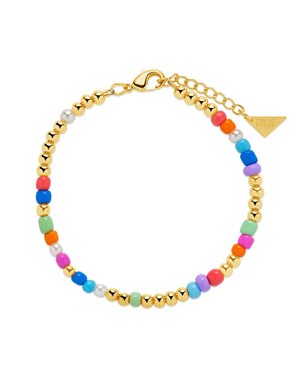 Devyn Pearl & Colorful Beaded Chain Bracelet | Sterling Forever