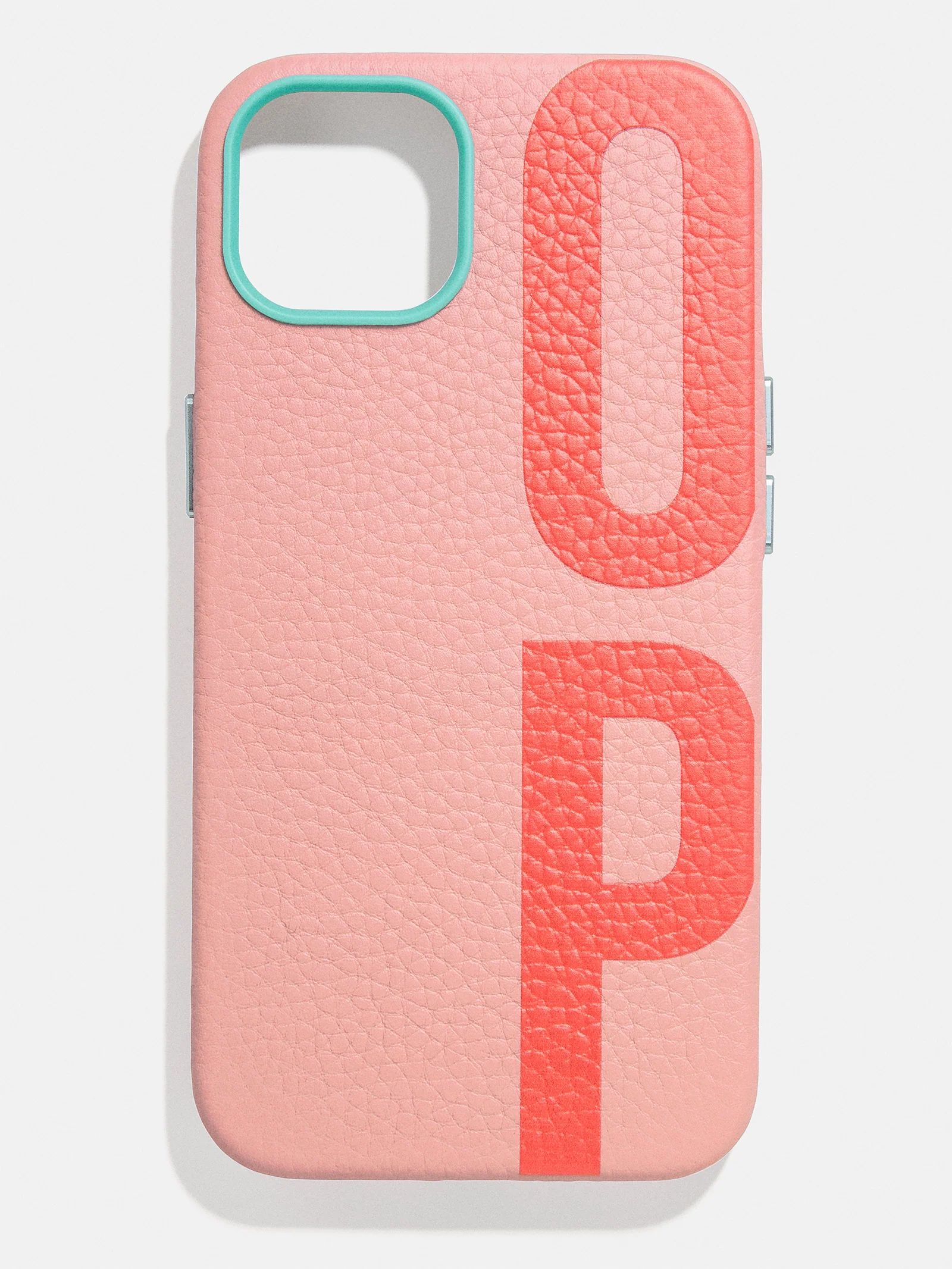 Custom Leather Initial iPhone Case: Blush / Pink / Turq | BaubleBar (US)