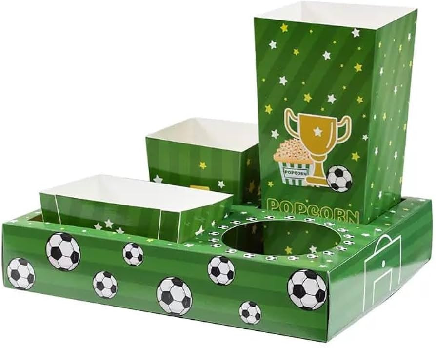 LKTEE Soccer Snack Stadium Trays, 3-Pack | Disposable Paper Plates with Popcorn Bucket & Drink Ho... | Amazon (US)