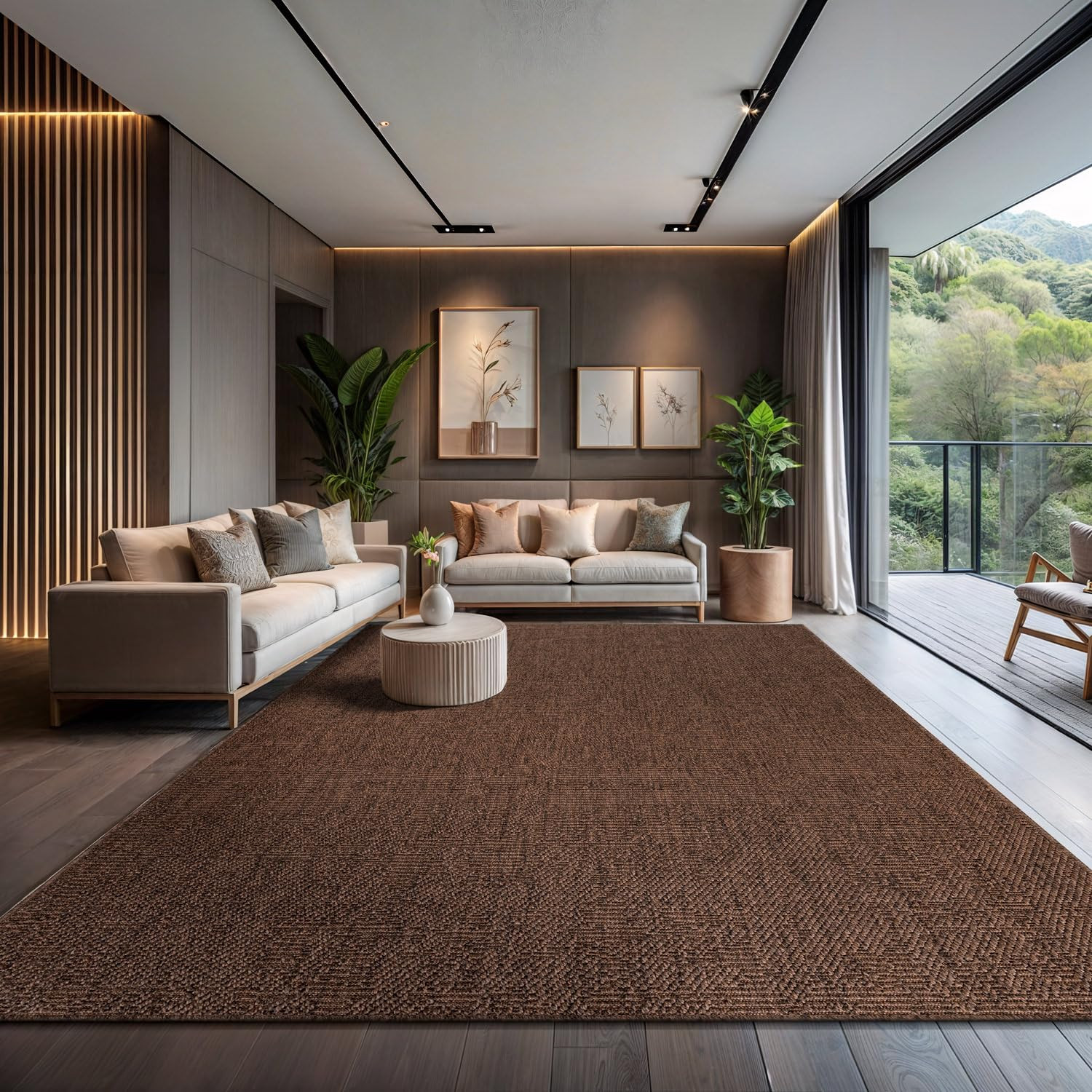 CAMILSON Easy Jute Rug 9x12, Indoor Outdoor Brown Color Fiber Area Rugs for Living Room Patio and... | Amazon (US)