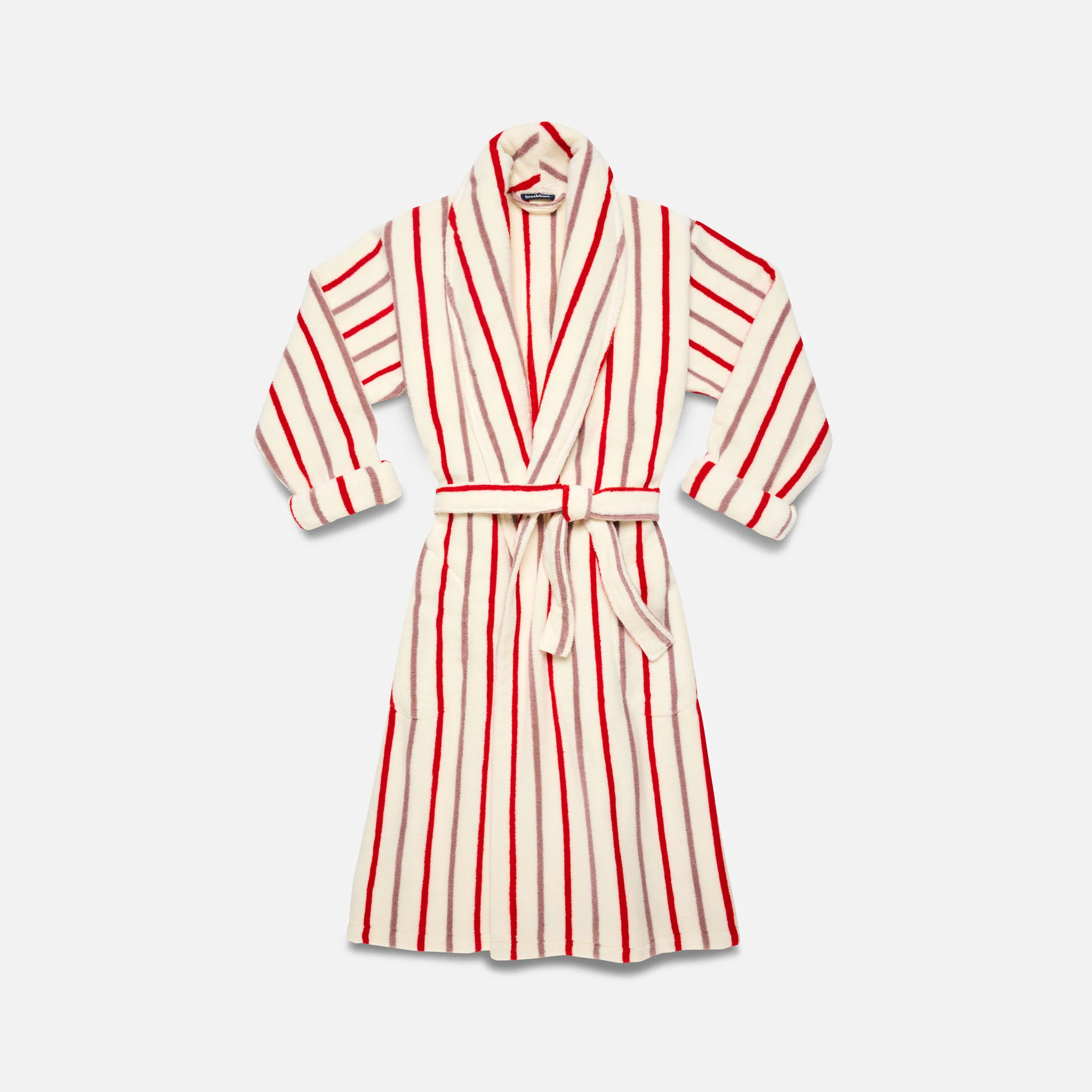 Brooklinen Super-Plush Robe Women's size Small in Striped Poppy | Brooklinen