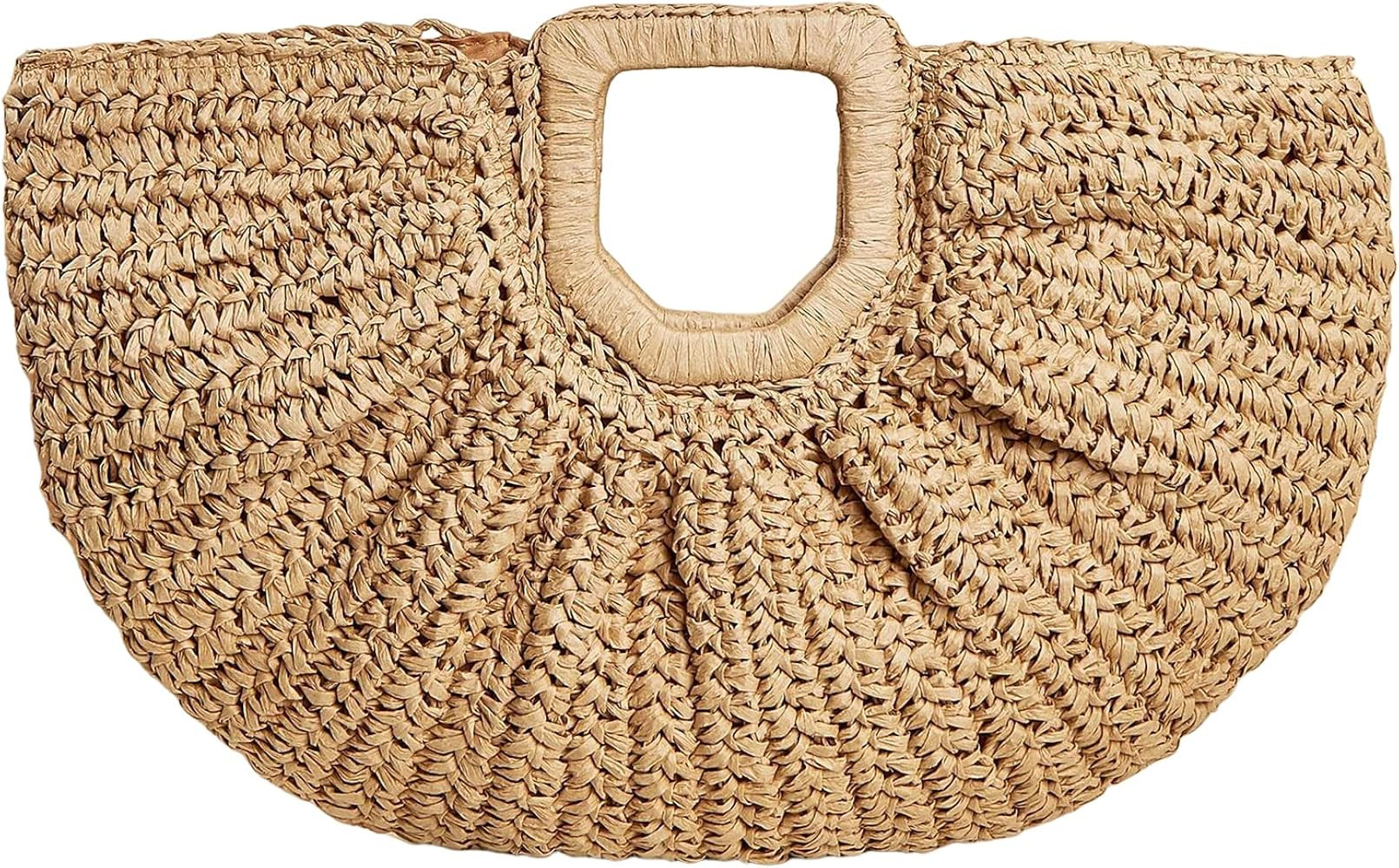 Bandkos Large Straw Bags Women Beach Tote Bag Handwoven Hobo Bag for Summer Bohemian Semi-circula... | Amazon (US)