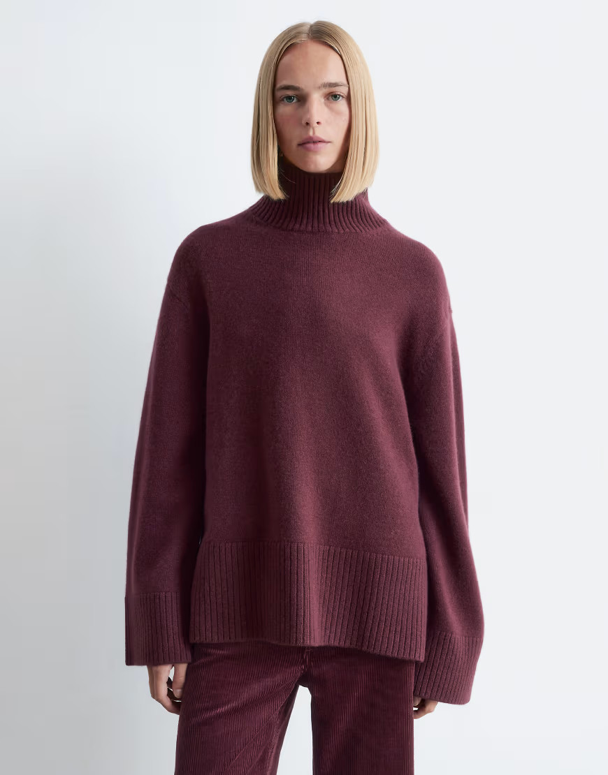 & Other Stories high neck relaxed knit sweater in burgundy plum-Red | ASOS (Global)