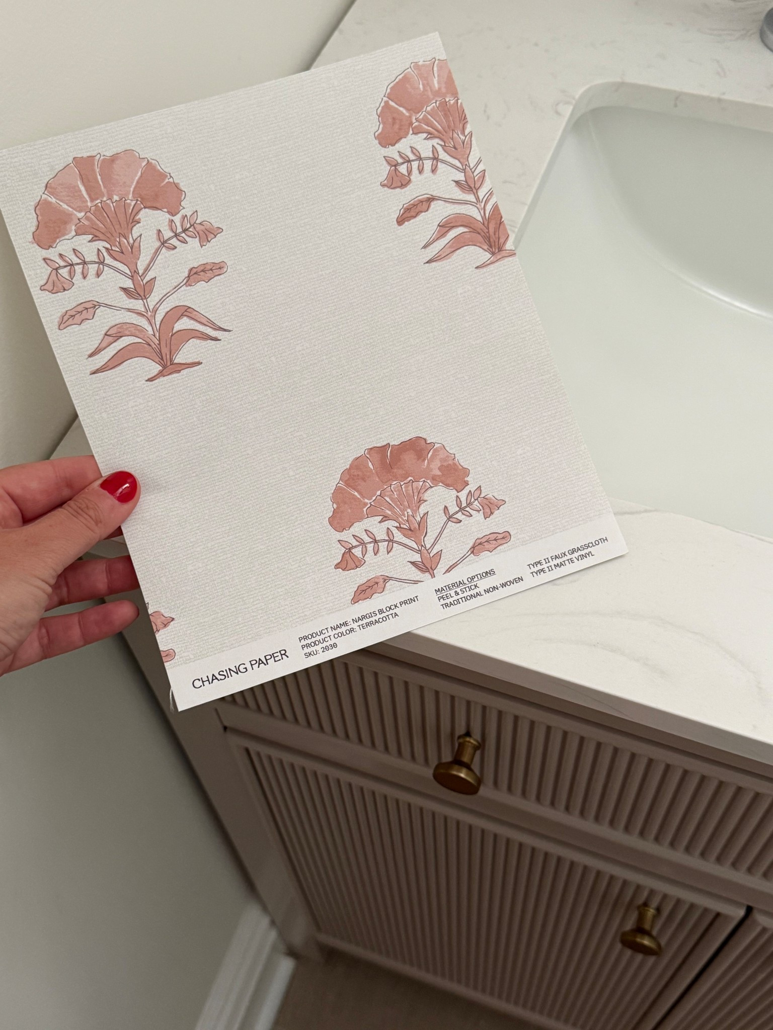 Wallpaper sampling for our basement and I think we have a winner! I love this block print — I think it’s going to look so beautiful with our taupe vanity and brass and rattan accents 🙌🏻

#LTKdayinmylife #LTKSeasonal #LTKHome