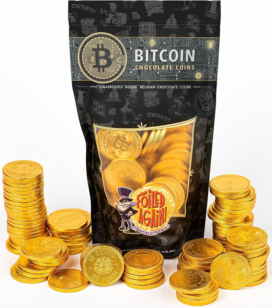 Foiled Again! Chocolate Bitcoins - Belgian Milk Chocolate Coins - Assorted Crypto Designs - BTC G... | Amazon (US)