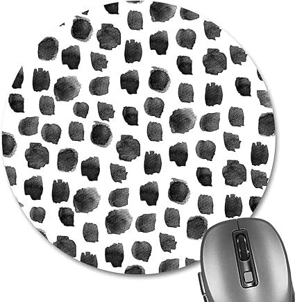 Knseva Black Polka Dot Print Art Round Mouse Pad, Boho Black Dots and White Design Circular Mouse... | Amazon (US)
