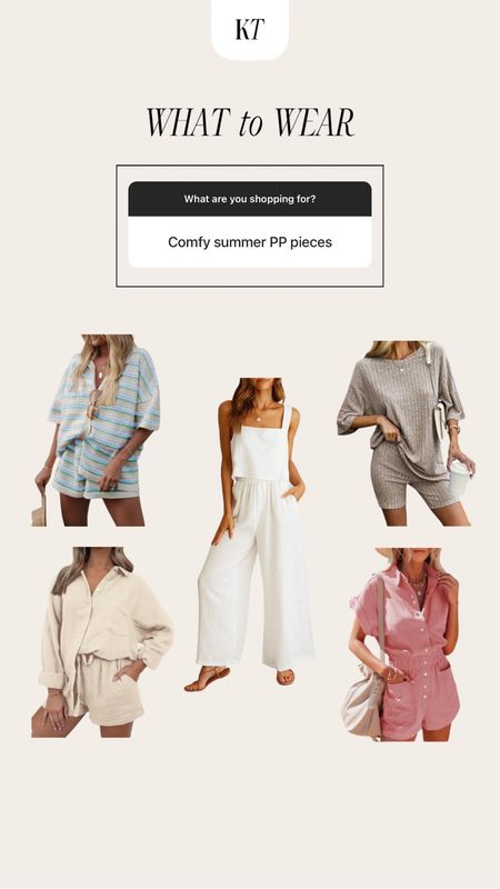 Postpartum outfits, matching sets, casual outfits for summer, amazon sets