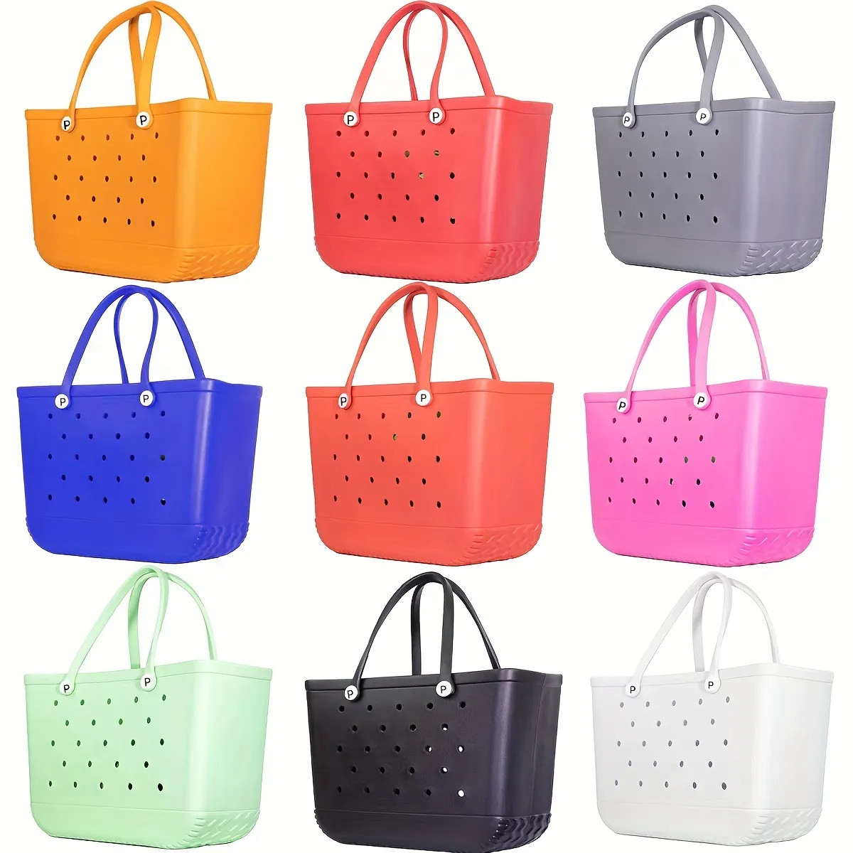 Trendy EVA Beach Bag, Portable Waterproof Outdoor Tote Bag, Solid Color Handbag For Travel, Shopp... | Temu Affiliate Program
