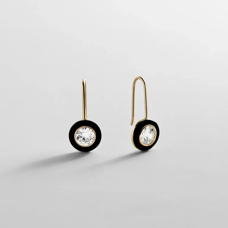 Fallon 14K Gold Semi-Precious Earrings - Onyx | BaubleBar
