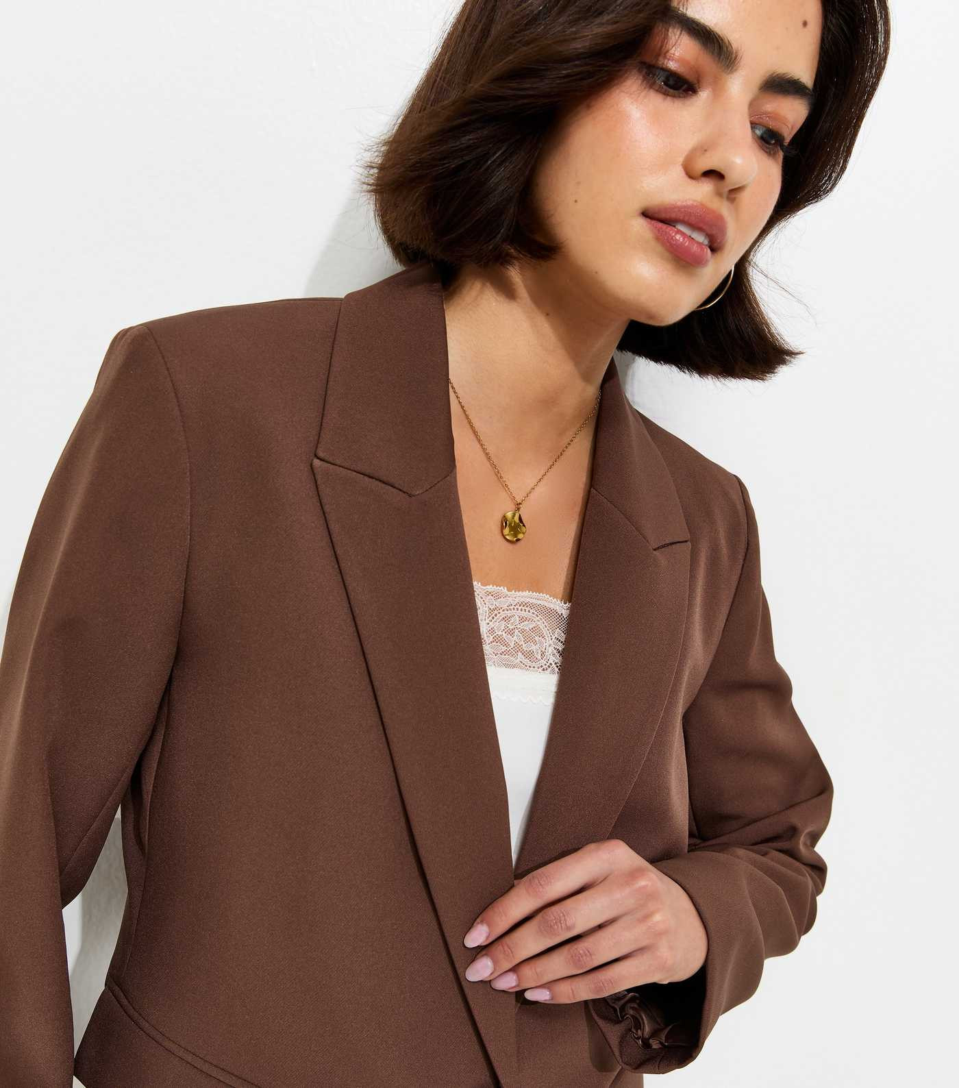 Dark Brown Single Breasted Blazer Jacket | New Look | New Look (UK)