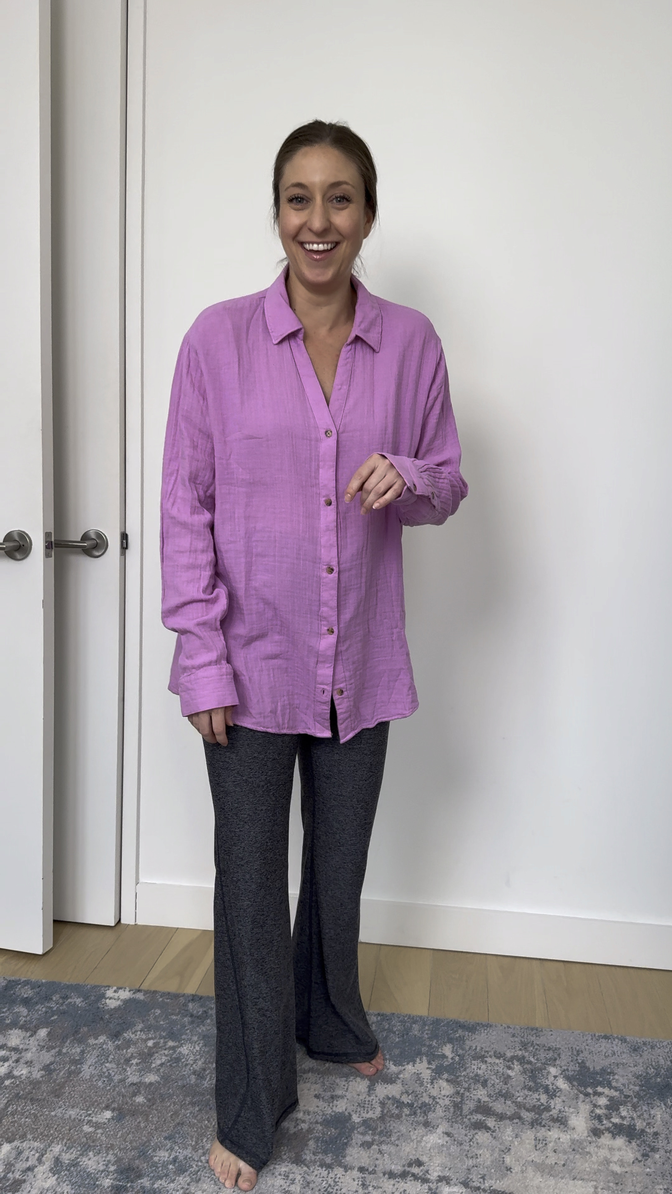 This shirt is SO SOFT. It can be dressed up or down in many different ways. And WHAT a fun color! Also, been living in these pants. 

#LTKSeasonal #LTKsalealert #LTKbump