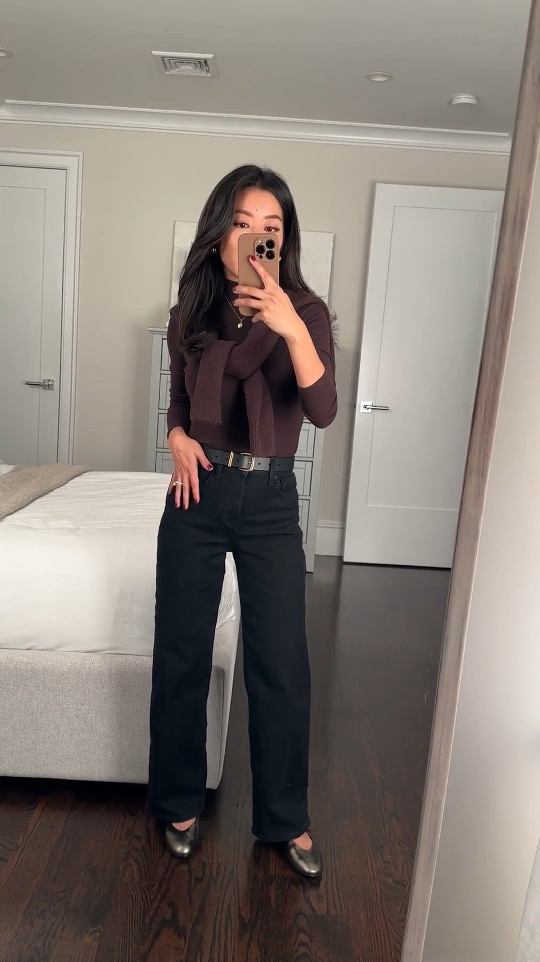 these jeans are one of their highest rated petite jeans - comfy with a touch of stretch. Wide straight leg. Full Length is great on me with flats

 • Perfect Vintage Wide Leg Jeans in black rinse 24P - TTS. This color has a touch of stretch and zipper fly. The black color can be dressed up a bit too and worn for smart casual work wear. 

• Madewell essential belt xxs - linked other favorite options 

• Madewell Remy Mary Jane Flat 5H - my color pewter multi is OOS, but linked a new beautiful suede color. I am usually between 5 and 5.5 in other brands and needed the bigger half size.#LTKxMadewell 

#LTKFindsUnder100 #LTKPetite