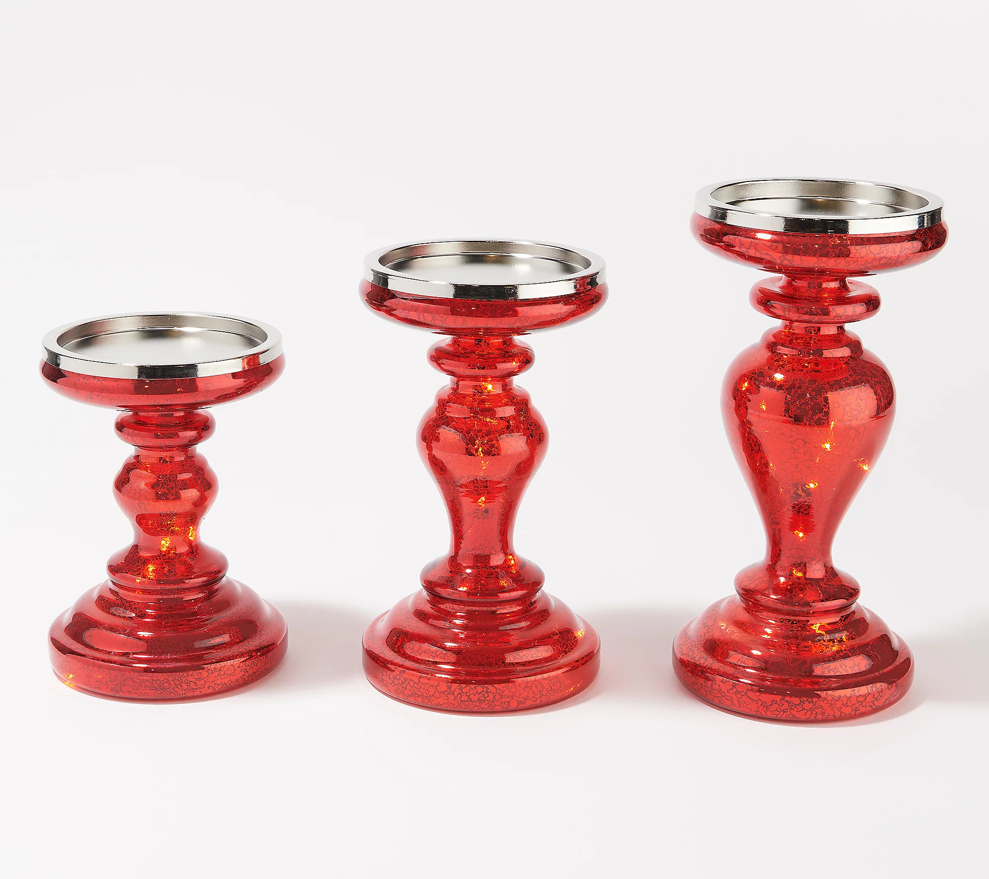 As Is S/3 Illumimated Mercury Glass Pedestals by Valerie | QVC