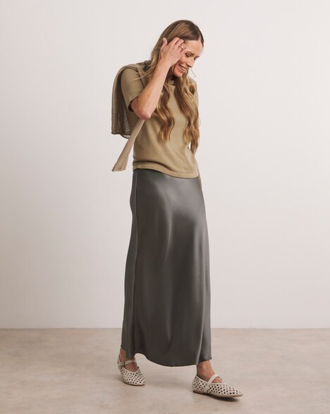 Anthology Pewter Satin Slip Skirt | JD Williams (UK)