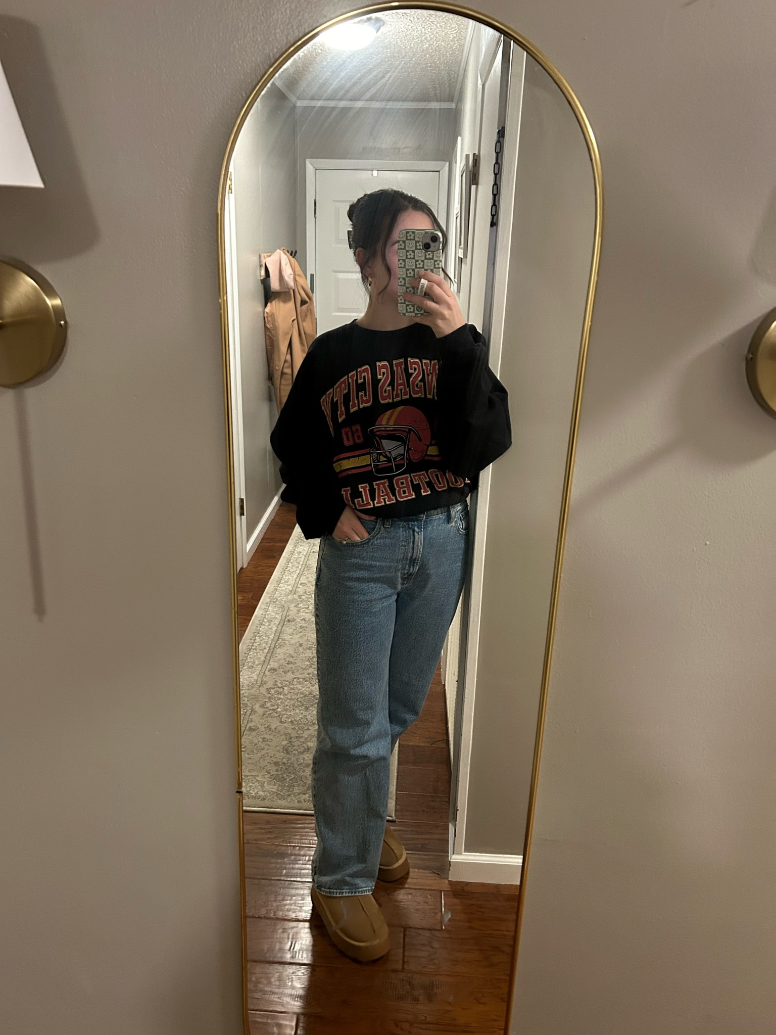 Game day Kansas City chiefs sweatshirt outfit ❤️💛

Abercrombie relaxed jeans winter outfit 

#LTKstyletip #LTKSeasonal #LTKfindsunder100