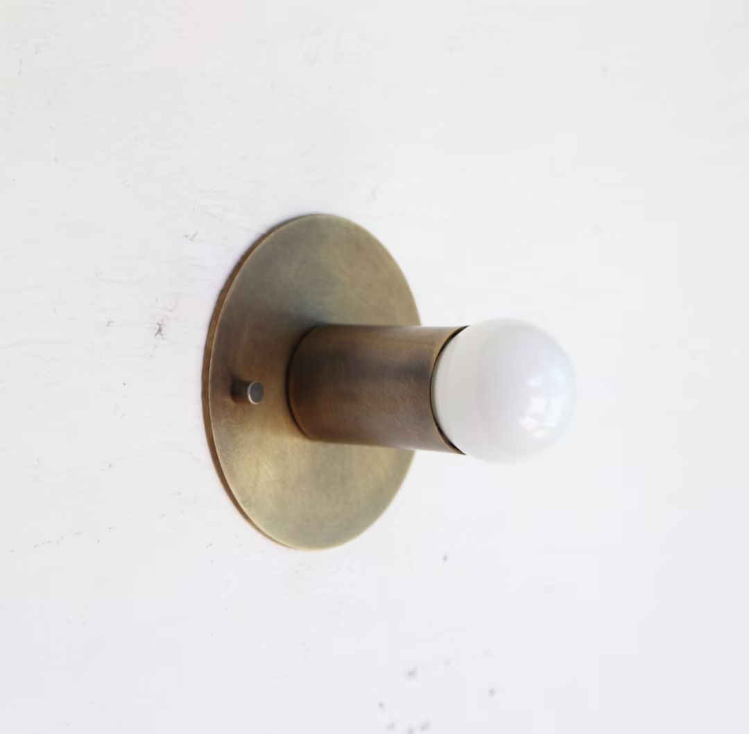 Minimal Brass Sconce Light, Brass Wall Sconce light with, Modern brass light, Mid Century brass w... | Etsy (US)