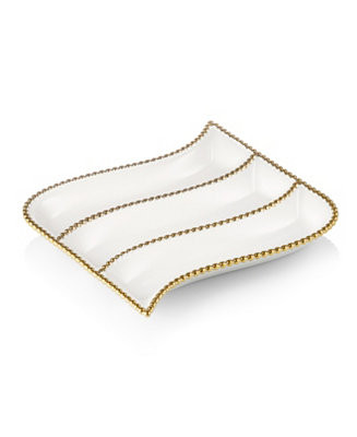 Classic Touch Porcelian 3 Divider cracker Dish with Gold Beaded Design & Reviews - Flatware - Din... | Macys (US)