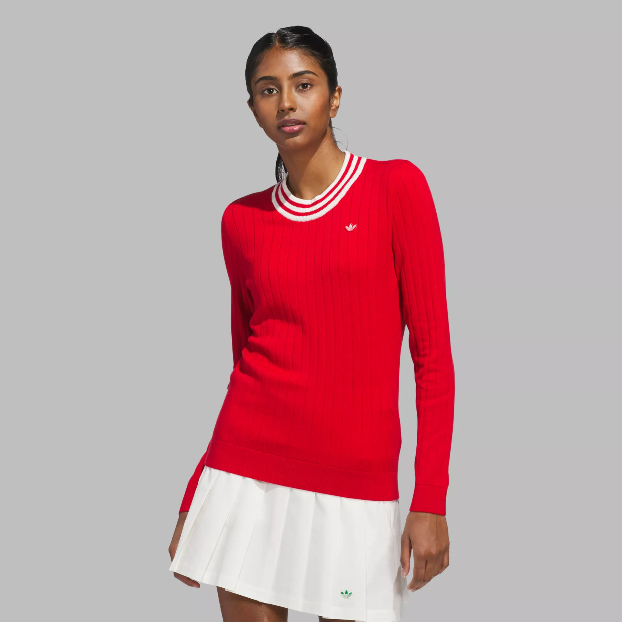 adidas Originals Women's Cashmere Knit Golf Sweater, XS, Better Scarlet | Going Going Gone