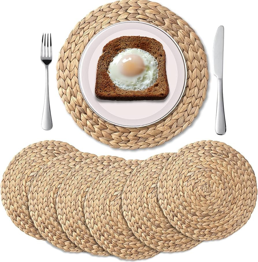 Round Placemats(Set of 6) Easy to Clean – Placemats for Dining Tables – Washable and Wipeable... | Amazon (US)