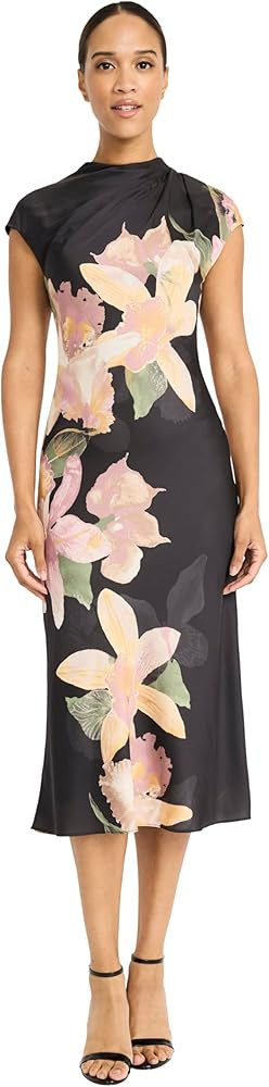 Maggy London Women's Women's Mock Neck Midi Length A-line - Cap Sleeve Formal - Special Occasion ... | Amazon (US)