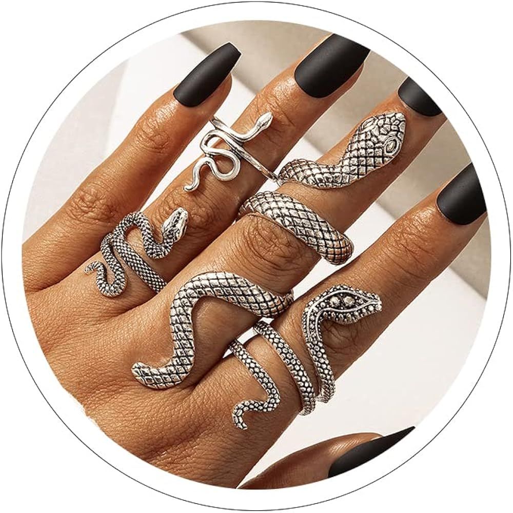 Snake Ring Silver Snake Rings for Women Phoenix Ring Adjustable Vintage Rings Punk Goth Rings Gol... | Amazon (US)