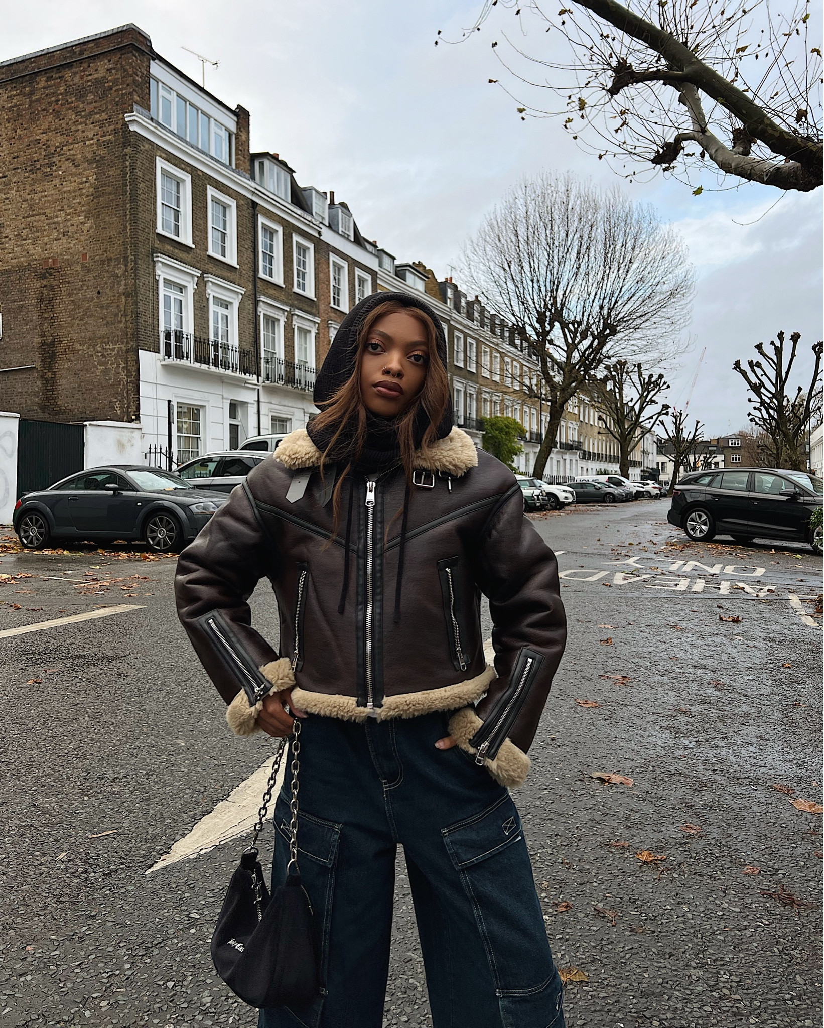 Bershka shearling jacket double faced jacket brown
LTKFestiveSaleUK