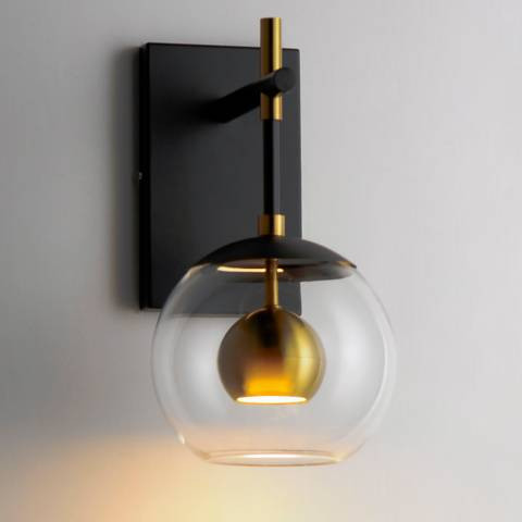 ET2 Nucleus 12 3/4"H Black and Aged Brass LED Wall Sconce - #278H9 | Lamps Plus | Lamps Plus