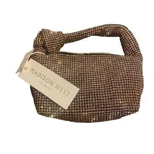 NWT Madison West Knotted Champagne Rhinestone Dumpling-style Evening Purse | Poshmark