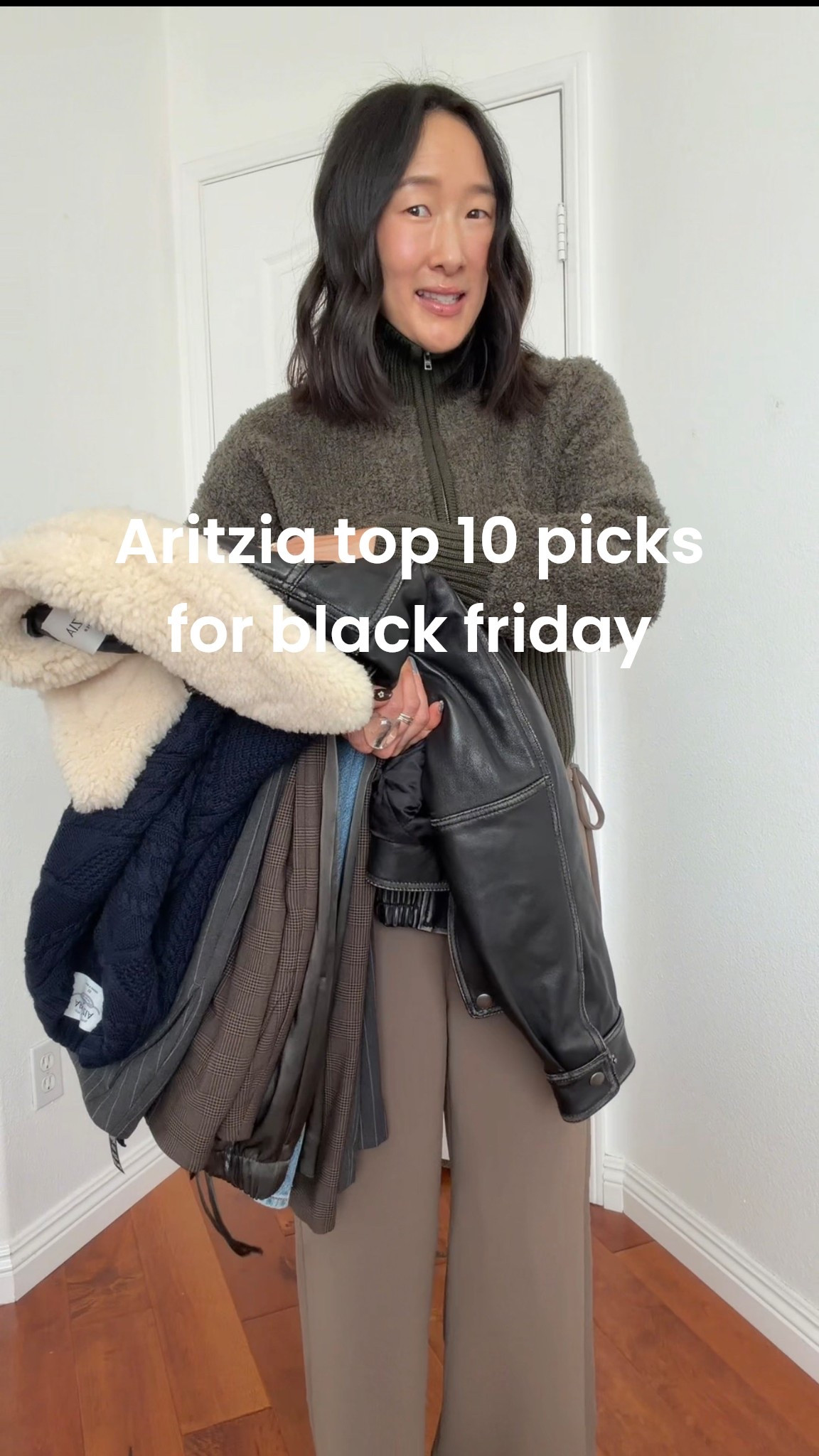 Xs in first wool zip up, xs in first two pants, 0 in ensemble, xs in home stretch long sleeves, xs in both sweaters, xs in super puff! Marlo is a 24 short! 0 in skorts!