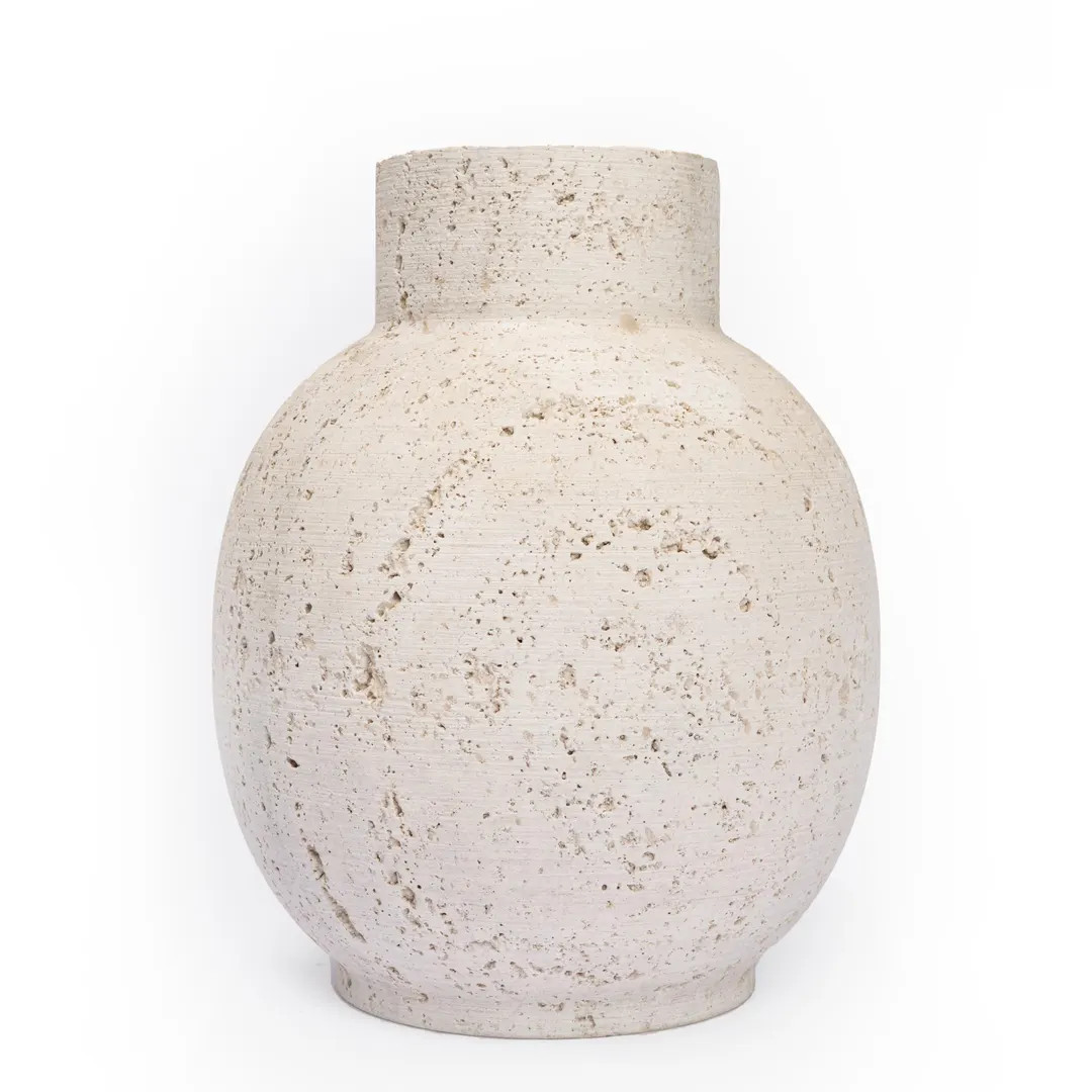 Handmade Travertine Marble Vase – 10"x8" Abstract Bottle Design | Natural Stone Art Decor, Eleg... | Etsy (US)