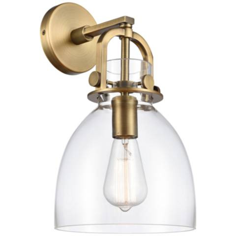 Newton 14 1/2" High Brushed Brass Dome Glass Wall Sconce | Lamps Plus