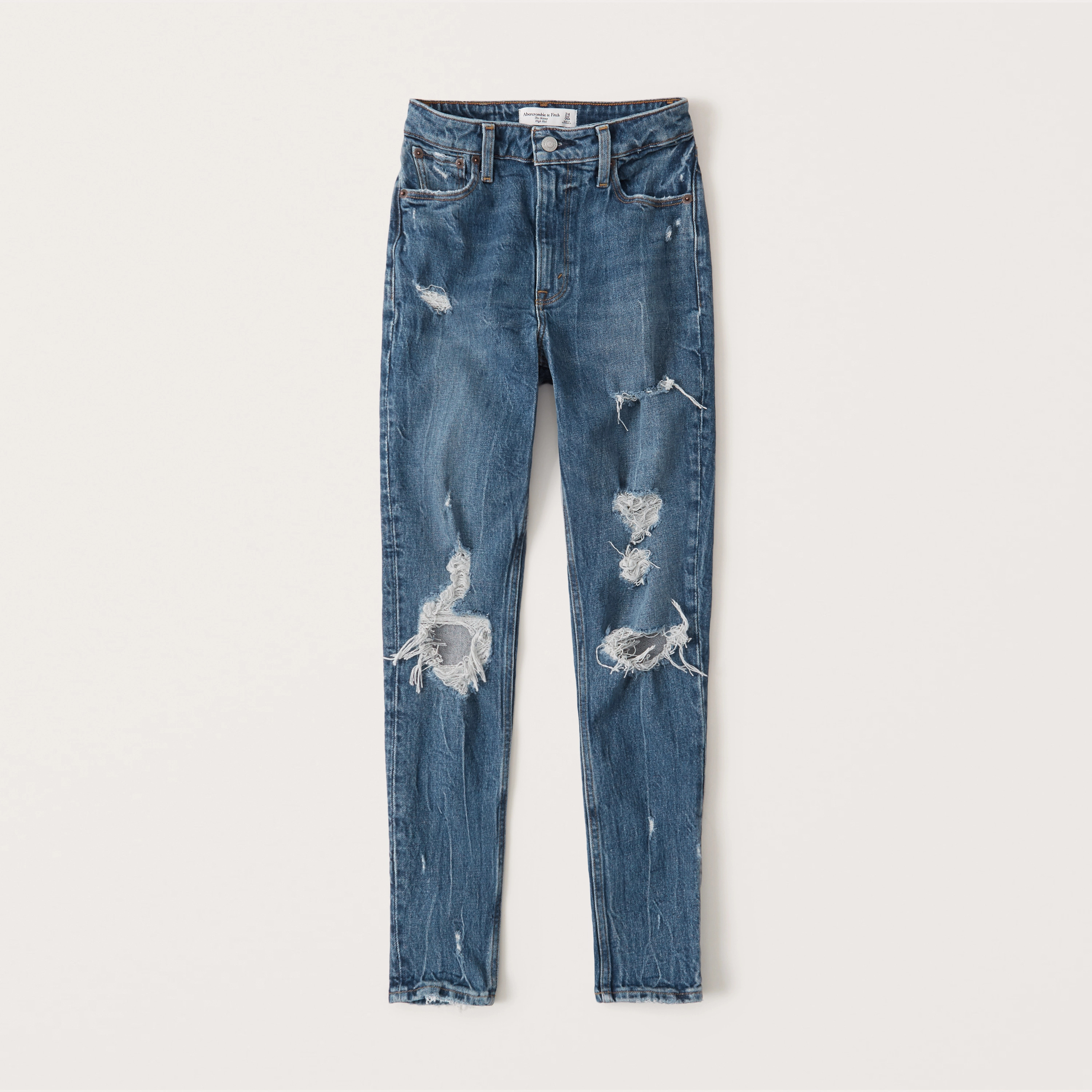 Ripped High Rise Skinny Jeans | Abercrombie & Fitch (UK)