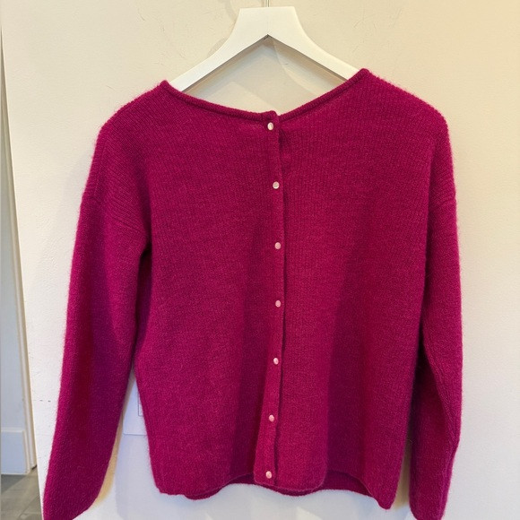 Sézane Magenta Button-Back Mohair Cardigan | Poshmark
