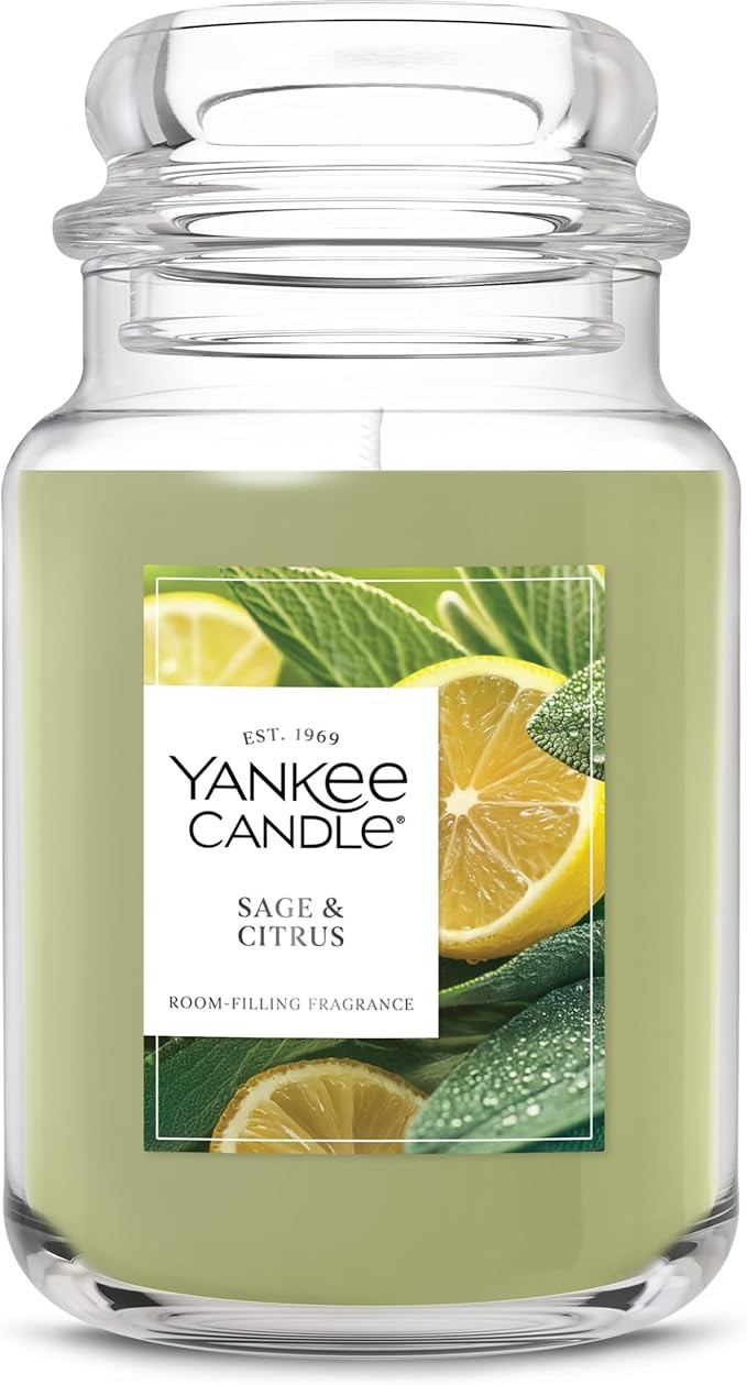 Yankee Candle Sage & Citrus, Scented Candle, 22oz Large Jar with up to 150 Hour Burn Time, Giftab... | Amazon (US)