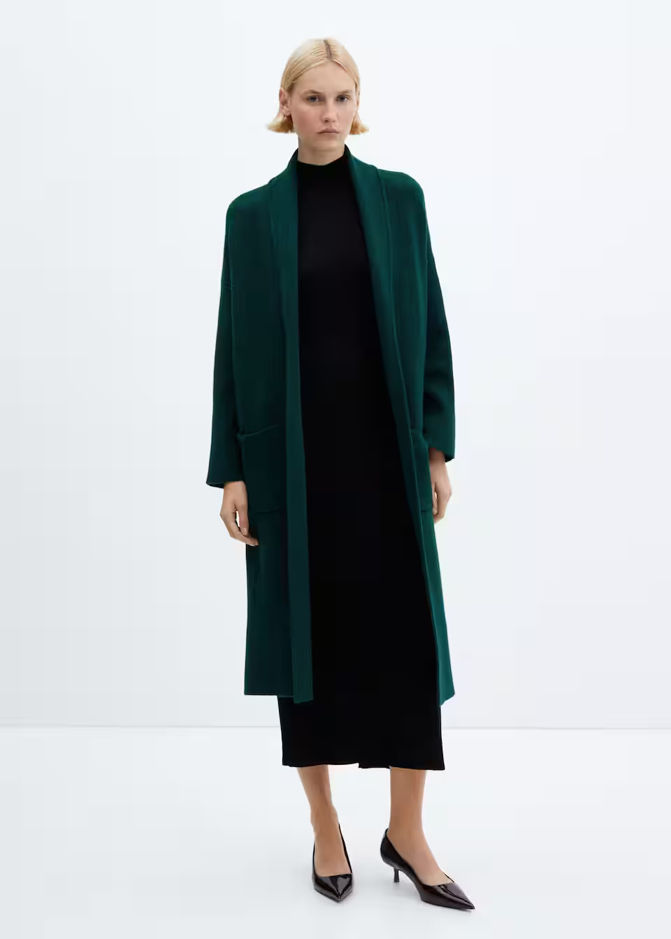 Oversized knitted coat with pockets -  Women | Mango USA | MANGO (US)